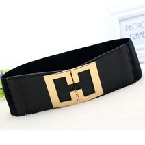 블랙 와이드 H 금장 버클 벨트 BLT-2