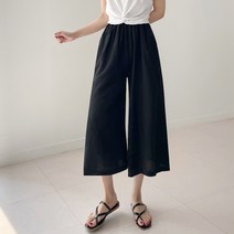 쏘옷 여성용 미우 린넨 8부 와이드 밴딩팬츠