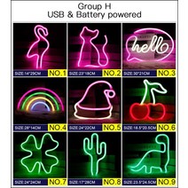 네온사인 룸인테리어LED 네온 불빛 많은 모양 야간 조명 로그인 램프 USB 더블 전원 실내 크리스마스 웨딩, 08 H_08 8