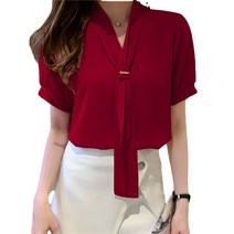 여성 리본 브이넥 블라우스 아이버리아 A10 C942O940