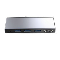 서피스독 Surface pro 6 5 4 허브 5 in 1 usb 도킹 스테이션 4k hdmi 호환 2 포트 usb 3.0 메모리 카드 슬롯 리더, 검은색