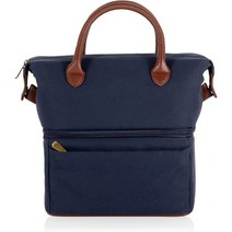 오니바 - 피크닉 타임 브랜드 Urban Lunch Bag Cooler Lunch Tote Insulated Lunch Bag (Blue with Brown Accents), 브라운 액센트가 있는 블루