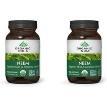 클렌주스 디톡스 몸속독소 제거 배출 Organicndia Neem Herbal 보충제한 반응 비건 글루텐 프리 USDA 인증 90 캡슐, 90캡슐(2팩)