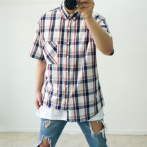 XL~4XL 빅사이즈 캐주얼 반팔 체크 남방 셔츠 기본핏 오버핏