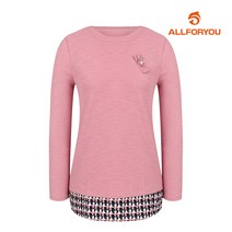[올포유] 여성 우븐패치 라운드 티셔츠 AWTRI7157-403_G