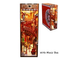 미니어쳐키트 신제품 Diy 도서 구석 미니어처 선반 삽입 빌딩 키트 메리 크리스마스 3D 나무 북 엔드 Led, 07 With Music Box