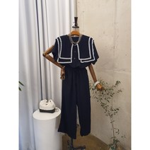 [여름신상 무배] 페놀 스퀘어 이중 빅카라 허리 스트링 점프슈트