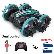 4Wd 원격 제어 자동차 수륙 양용 차량 RC 장난감 보트 드리프트 제스처 스턴트 어린이 성인, 06 2B dual contrl blue