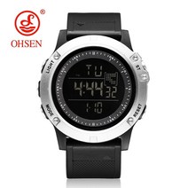 등산시계 군인입대 전문야외 산악용 아웃도어패션시계 다기능 OHSEN-남성 디지털 5ATM 다이브 남성 스포츠 그레이 손목 남성용, 03 White Men Watch