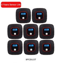 일산화탄소 측정기 감지기 경보기 독립 공동 센서 5 년 일산화 lcd ppm 농도 디스플레이 화재 경고 경보 인간의 음성 알림, 8pcs 블랙 공동