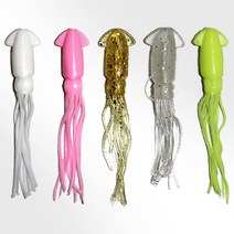 FishingLure 오징어웜 10개입 야광 루어낚시웜 참돔 갈치 선상 미끼 채비, Silver(축광)