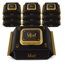 Miel 블랙 양방향엠보싱 72매 캡형 10팩 유아물티슈, 5box, 10입