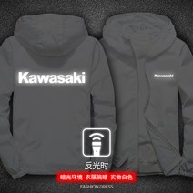 Harley Davidson 할리 데이비슨 야마하 재킷 가와사키 오토바이 후드 코트 오토바이 면 코트 반사 재킷, 면 옷4XL190 90kg, 가와사키 화이트 반사