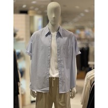 어스앤뎀 남성 린넨 오버핏 반팔 셔츠 TBSF8675