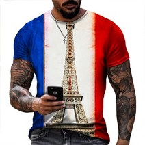 머슬핏카라티 여름 패션 프랑스 국기 3d 인쇄 남성 티셔츠 예수 십자가 탑
