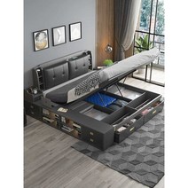 리프트업침대 선반 공간활용 수납 붙박이침대 평상형, (웜화이트)USB충전+조명1200x1900