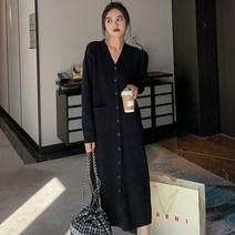 디니지아 디니지아 2컬러 V넥 니트 드레스0226