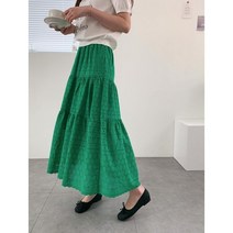 캉캉 밴딩 써클 물결 펀칭 롱 스커트