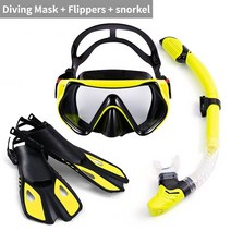 스쿠버 다이빙 마스크 전문가용 스노클링 마스크 및 고글 안경 다이빙 수영 튜브 세트 성인 유니섹스 신제, 05 Yellow set3_01 S/M