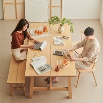 한샘 그로브 와이드 Lite 2000 식탁 벤치세트(스칸디의자2 벤치1 포함), B형 라운드(B)