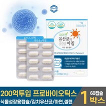 담다 신선한 유산균 아침 프로바이오틱스 프로바이오 스틱 텍스 200억 투입 특허받은 김치유산균 함유 캡슐 알약 아연 장용성 캐나다 로셀사 2중 코팅 장건강 유산균 온가족 임산부, 1개, 60캡슐