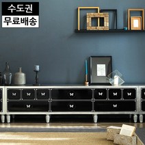 뷔노 엔틱 은박 2단 거실장 고급 명품 TV장 티비다이 수납 앤틱 거실장 블랙(1800), 은박블랙