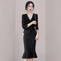 여성치마 오피스룩 프로슈트 투피스 가을 정장 슬립 재킷+스커트