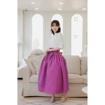 생활한복 천일홍 투톤 자주보라 허리치마