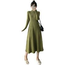데이홀릭 반하이넥 골지 A라인 니트원피스
