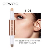 O.TWO.O 컨투어 스틱 더블 헤드 컨투어 펜 방수 매트 피니시 하이라이터 3.6g, #04 베이지 +시원한 브라운 × 1개