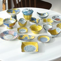 일본식 노랑찬기그릇모음전 일식집이자카야업소용 노란꽃종지, 꽃잎 후식볼