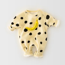 도톰한 기모 바나나 우주복 신생아 바디수트 겨울 외출 방한 문센룩 출산선물