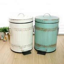바보사랑 원형 양철 휴지통(5L 빈티지).썸몰, 화이트