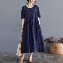 마마제이 여름 자카드 플라워 셔링 면 롱 원피스 중년여성옷 40 50대 엄마옷 마담 빅사이즈