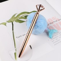큰다이아몬드 크리스탈 펜 보석 볼펜 금속 선물 학교 사무 용품, 03 Rose gold