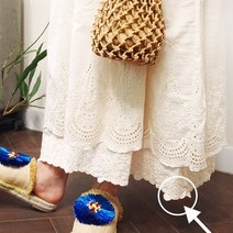 [천삼백케이] [앞머리] 올 레이스 자수 레이어드 끈 롱 원피스n609