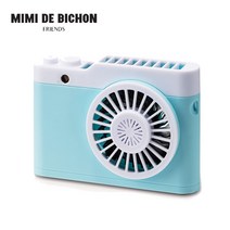 미미드비숑 예쁜 카메라 휴대용 미니 목걸이 선풍기 저소음 3단조절, 미미드비숑 카메라 선풍기 블루
