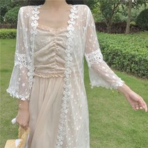 SAMARA 여성 쉬폰 레이스 가디건 여름 자켓 레이어드