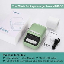 라벨기 네임 스티커프린터 라벨 메이커 기계 1 롤 프리 테이프 NIIMBOT B21 빈티지 2 인치 너비 비즈니스 열 프린터 가격 총 배송126454, B21 GRE with 1 PAPER