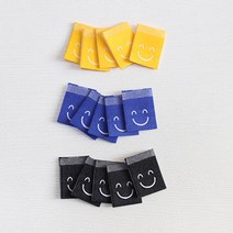 5개-끼움라벨) 웃는얼굴(3컬러) - 직조라벨 E2, 블랙