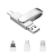 Kcwen 핸드폰 외장메모리 OTG 아이폰 USB 메모리 3in1, 128GB