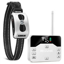 Rivulet 전기 무선 강아지 울타리 시스템 훈련 목걸이 리모컨 2-in-1 개 격리 울타리 조절 가능한 진동 및 충격 충전식 반려동물 소형 중형 대형견용 404903, For 1 Dog (White)