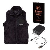 EVENRIVER 이븐 리버 R315 일렉트로모 프리스 베스트 풀 세트 L 5:블랙 일렉서모 소프트 터치 플리스 소재 카본 나노 튜브 높은 I-WARM을 탑재 워크웨어 베스트 케이블 어댑터 작업복