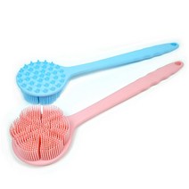 미소라인F 실리콘 양면 바디 브러쉬 두피 마사지 안마기, 2개, 혼합(핑크+블루)