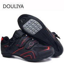 DOULIYA 여름 잠금 없는 사이클링 신발 플랫 페달 남성 자전거 클리트 스니커즈 MTB 실내 부츠 36-47, 37, 01 Red Lock-Free_02 37