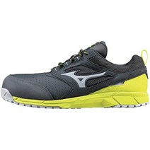 미즈노 안전화 올마이티 AS15L 경량 정전기 대전 방지끈 작업용 신발, Dark gray x gray x yellow, 23.0 cm 3E