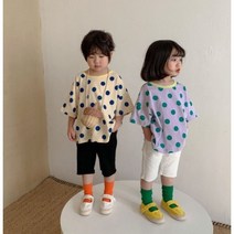 주니유니 국내배송 아동 도트티셔츠5부팬츠세트 상하복세트 아동상하복 유아상하복 여름상하복 여아상하복 남아상하복