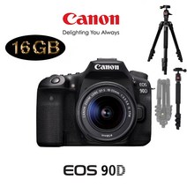 캐논 EOS 90D+ 18-135mm IS USM + LCD보호필름 메모리패키지 패키지, 16G 트래블러 볼헤드 삼각대 패키지