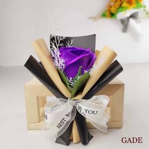 가더GADE 비누꽃다발 장미1송이 한송이 조화꽃서브 미니 향기로운 축하, 4X(DPP)