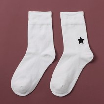 깔끔한 사계절 여성양말 무지 별포인트 화이트 학생 루즈삭스 통기성 흘러내림방지 중목